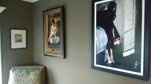 The Finishing Touch (original) and Elusive Beauty (giclee) greet visitors to my home and add a touch of sophistication as currently they hang in my reading room just to the left of my front door and (currently) above my 3 sons' train table (4 year old twins and 2 year old younger brother. - Raymond Molden