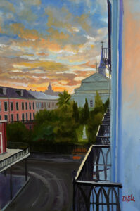 View from the artist's apartment original oil by Peter O'Neill