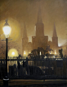 Saint Louis Cathedral in Fog - original oil painting