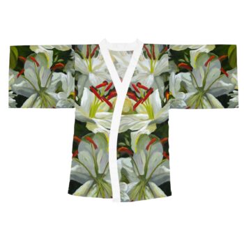 "Casablanca Lilies" Long Sleeve Kimono Robe (AOP)